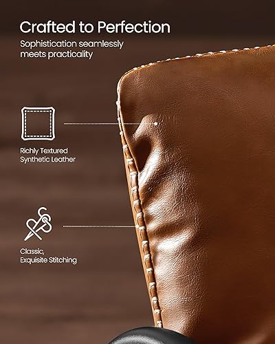 Miniatura 5 de VASAGLE Colección EKHO ULAC014K01 - Silla decorativa, sillón con marco de metal, cuero sintético con costuras, moderna de mediados de siglo, silla