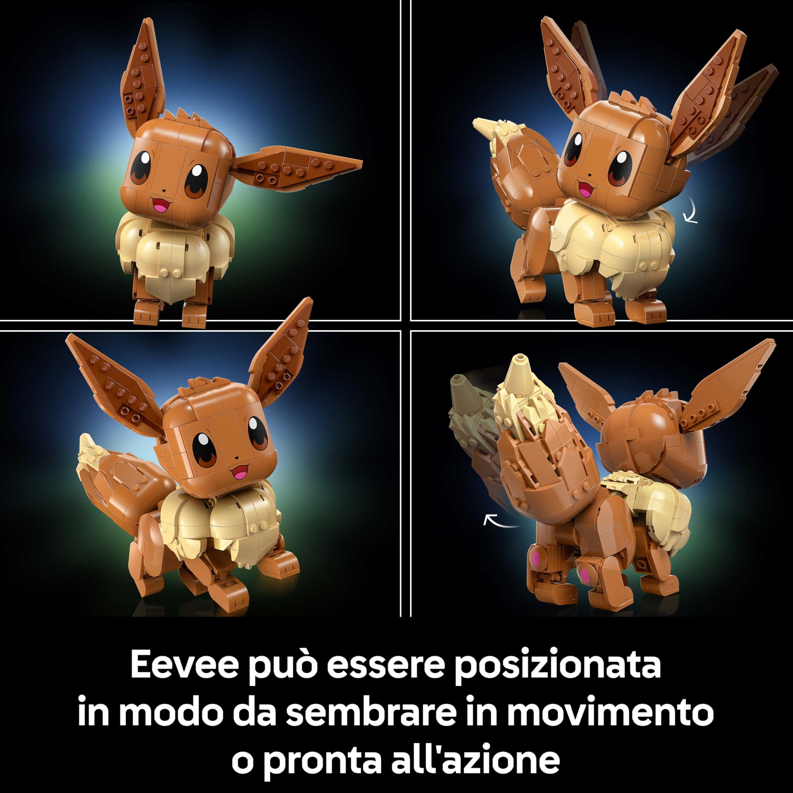 LEGO Pokémon Eevee Personaggio - Kit Modellismo per Adulti Tratto dall'Anime con Arti, Orecchie e Coda Snodabili - Decorazione Fai da Te per Camera o Scrivania - Regalo per Gamer da Collezione - 72151