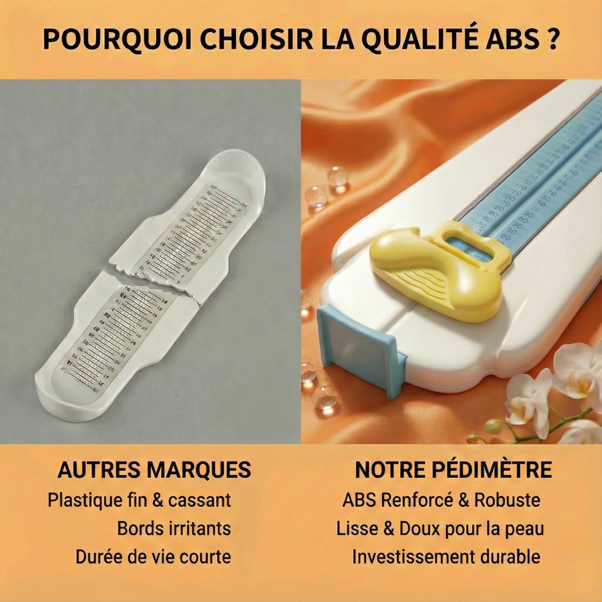 Pédimètre Bébé et Enfant (0-8 Ans) - Règle Mesure Pied Précise en CM pour Pointure Chaussure - Appareil de Mesure Ajustable, Solide en ABS & Ludique - Évite Les Erreurs de Taille - Blanc/Bleu