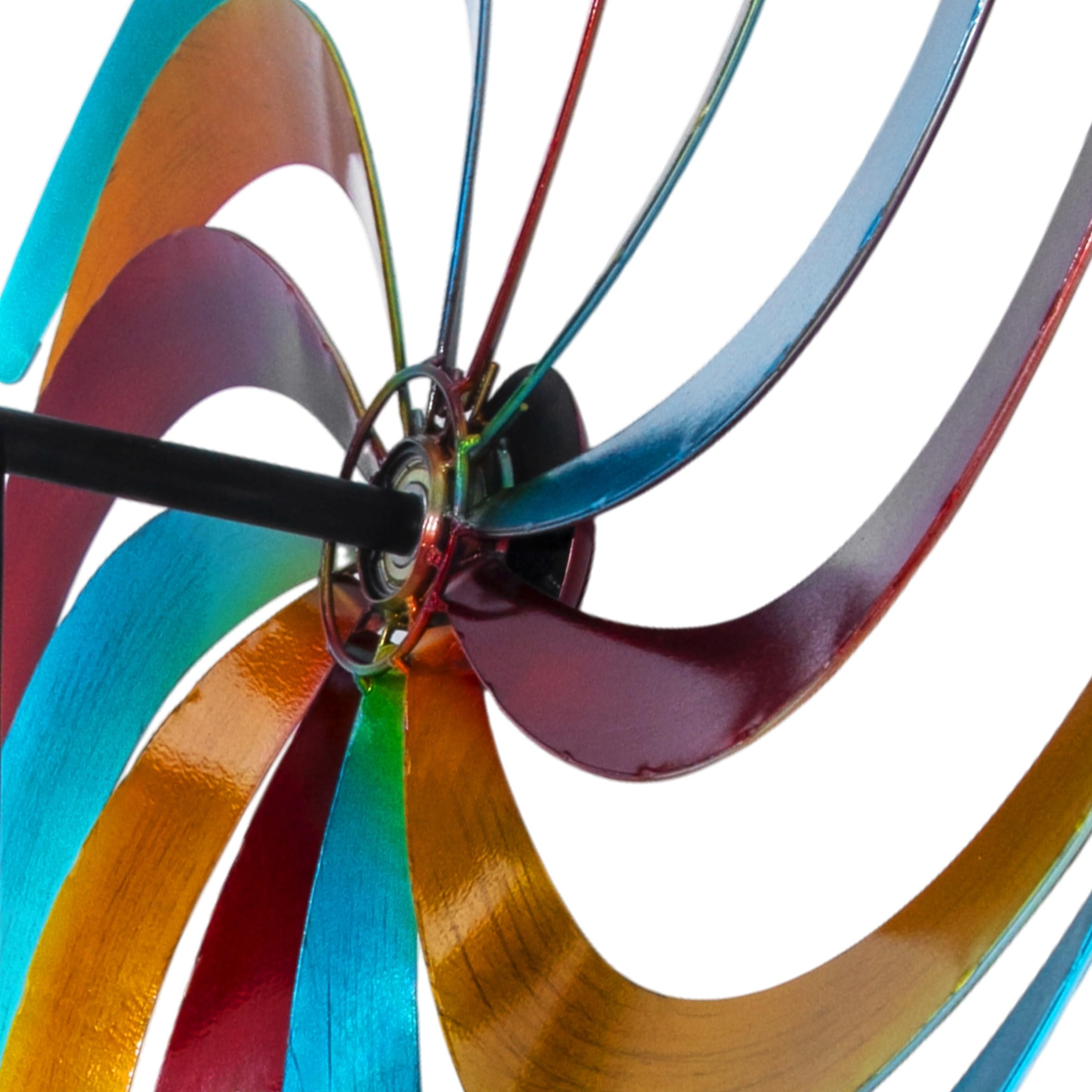 Molinillo de viento de metal, multicolor, diámetro de 61 cm, altura 210 cm, decoración para jardín