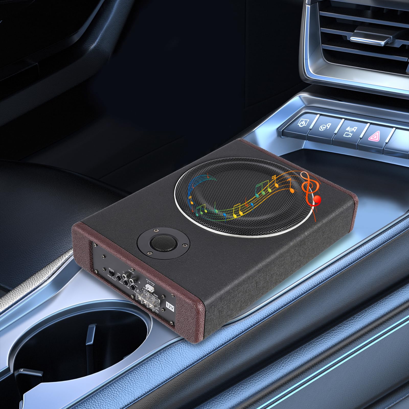 Radio samochodowe 12 V 600 W Subwoofer Stereo czarny subwoofer aktywny 36,5 x 26 x 6,8 cm Car Audio do montażu w różnych pojazdach