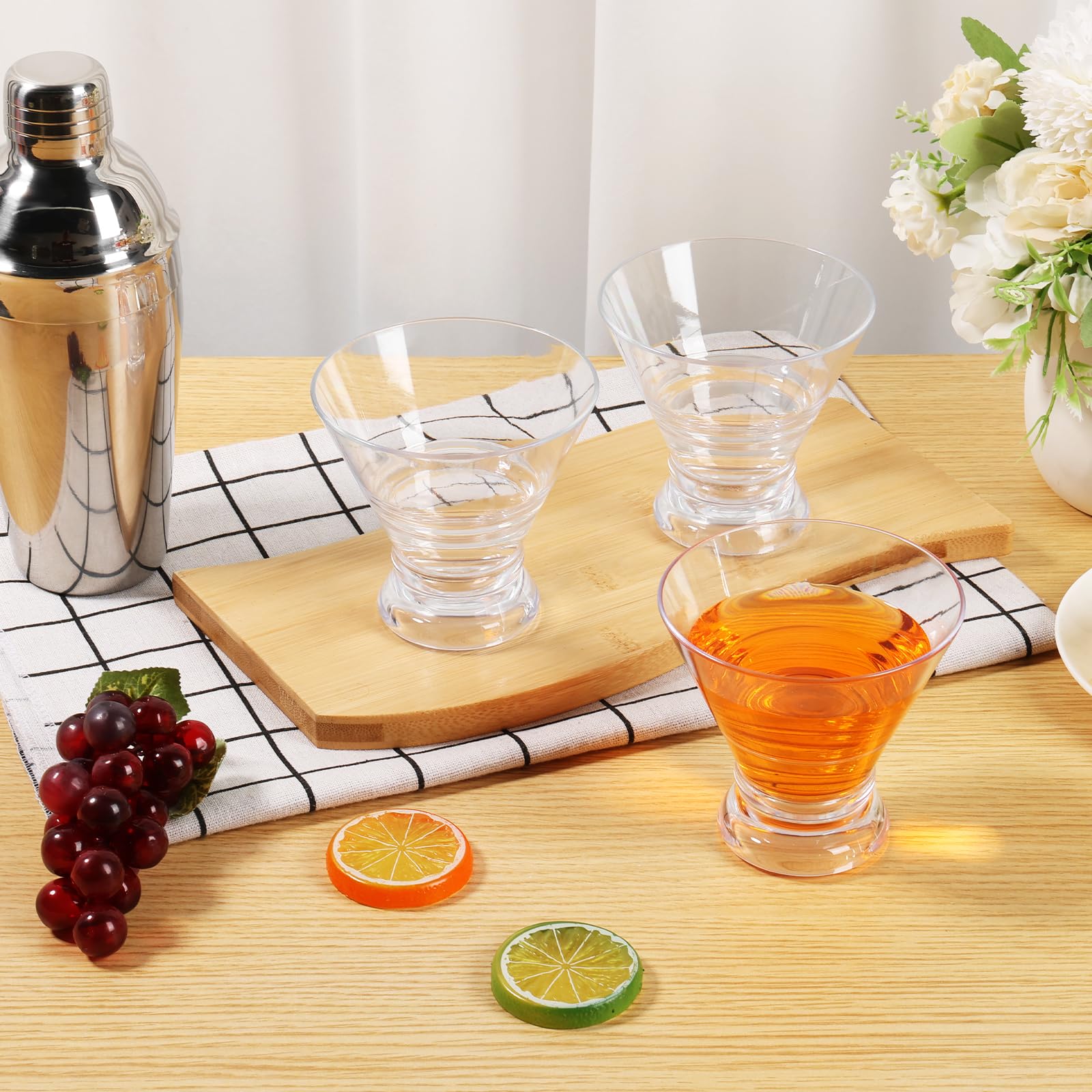 ZLHETWT Martini Cup Set, Clear Cocktail Cup, Stemless Martini Cup, Bar Cocktail Cup, Margarita Cup, Transparent Multifunction Margarita Cup for Bar Martini Evening Parties Birthdays (Glossy)