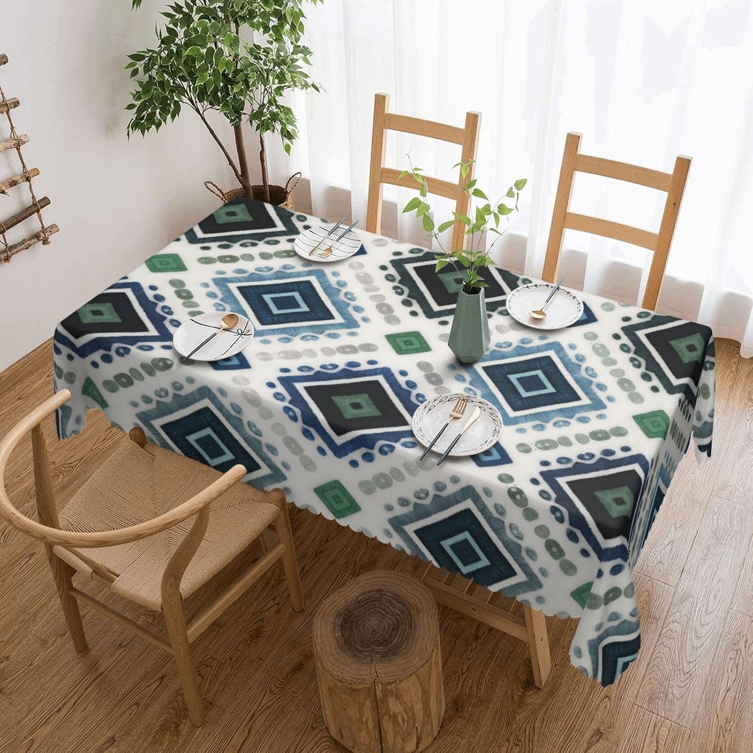 Irregular Geometric Pattern Tablecloth Rectangular Table Cloth Table Cover Reusable Tablecloths for Party Picnic Dinner Decor 54x72in