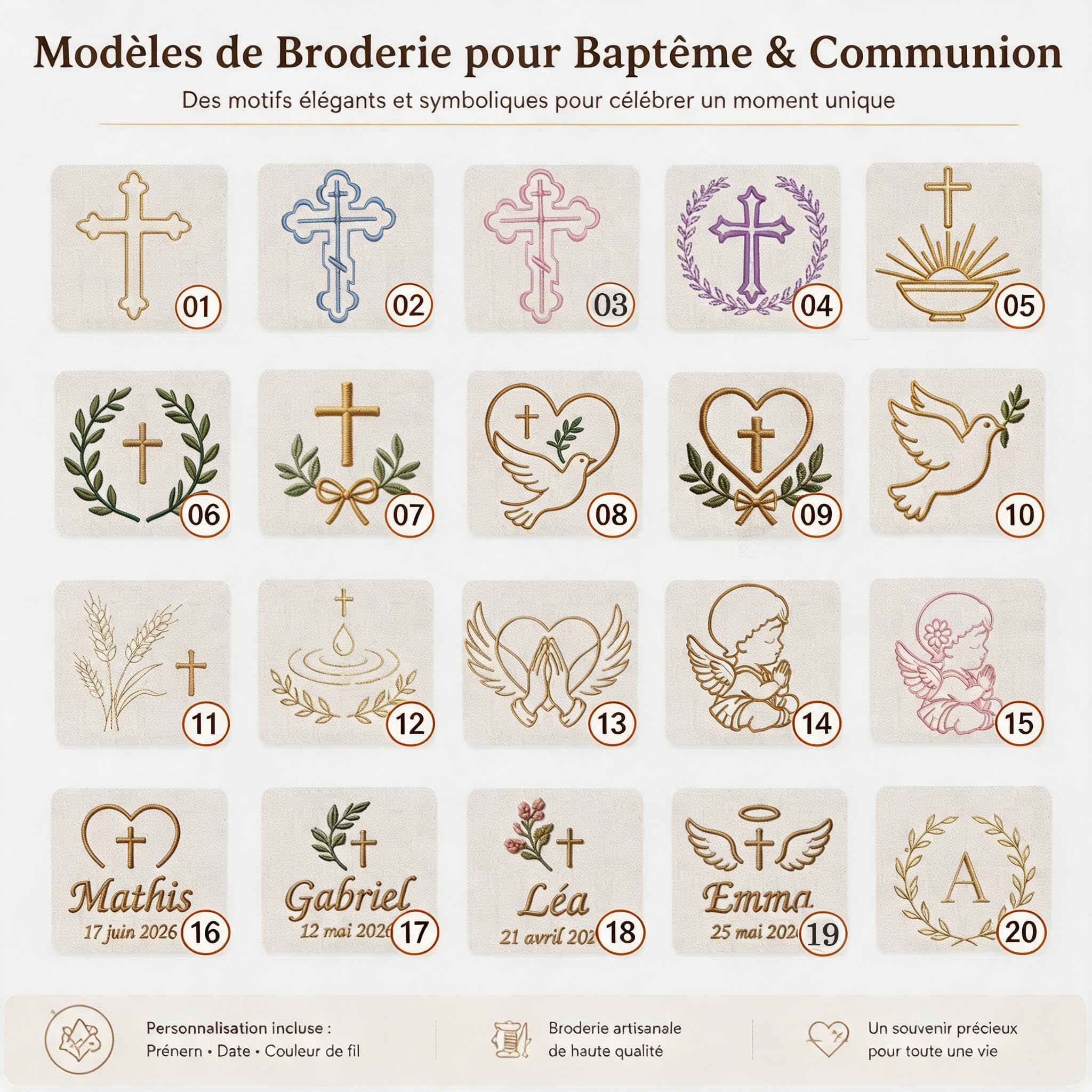 XIAOMA Couverture de Baptême Bébé Personnalisée – Coton Gaze Doux, Broderie Élégante, Style Français – Coffret Cadeau, Personnalisation 48H, Multi-Usage