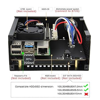 Amazon.com: Geekworm X825-C8 (X825 V2.0) Metal Case+Power