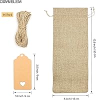 Vista 32 de DIWNELEM 16 Pack Burlap Jute Wine Gift Bags with Drawstring, Perfect for Wine Tasting, Weddings, Parties & Travel