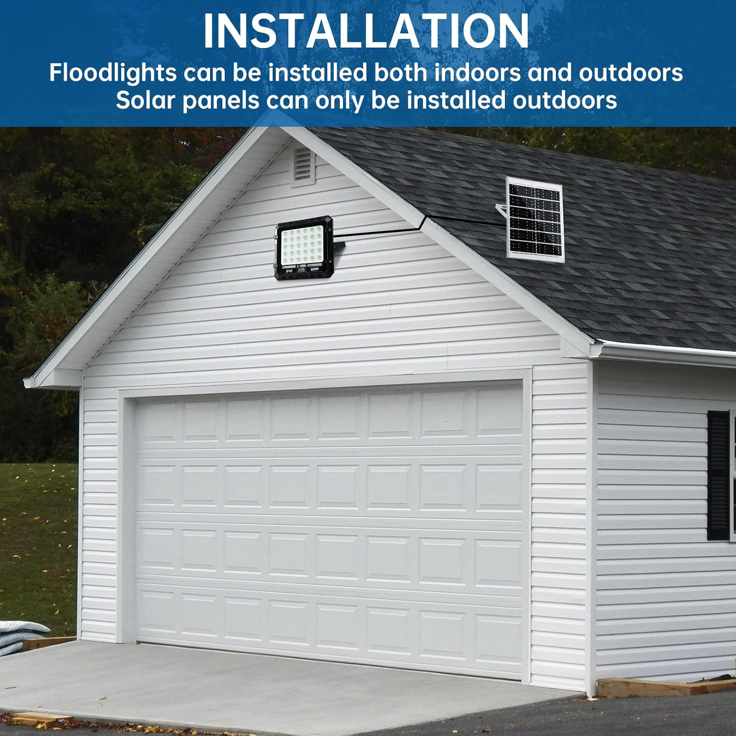 Solar Lights Outdoor:High Lumen LED Security Lights Waterproof IP66,Remote Control Auto Sensor Emergency Street Light Dusk To Dawn, 200W Spotlight, Exterior Lighting for Outside, Yard, Wall, Garage