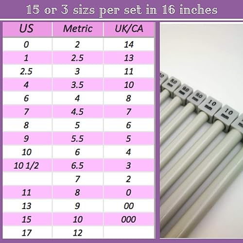 Miniatura 3 de KnitPal Juego de agujas de tejer de aluminio de 16 pulgadas (40 cm) para mantas - Juego de agujas de tejer rectas de una sola punta - 3 pares,