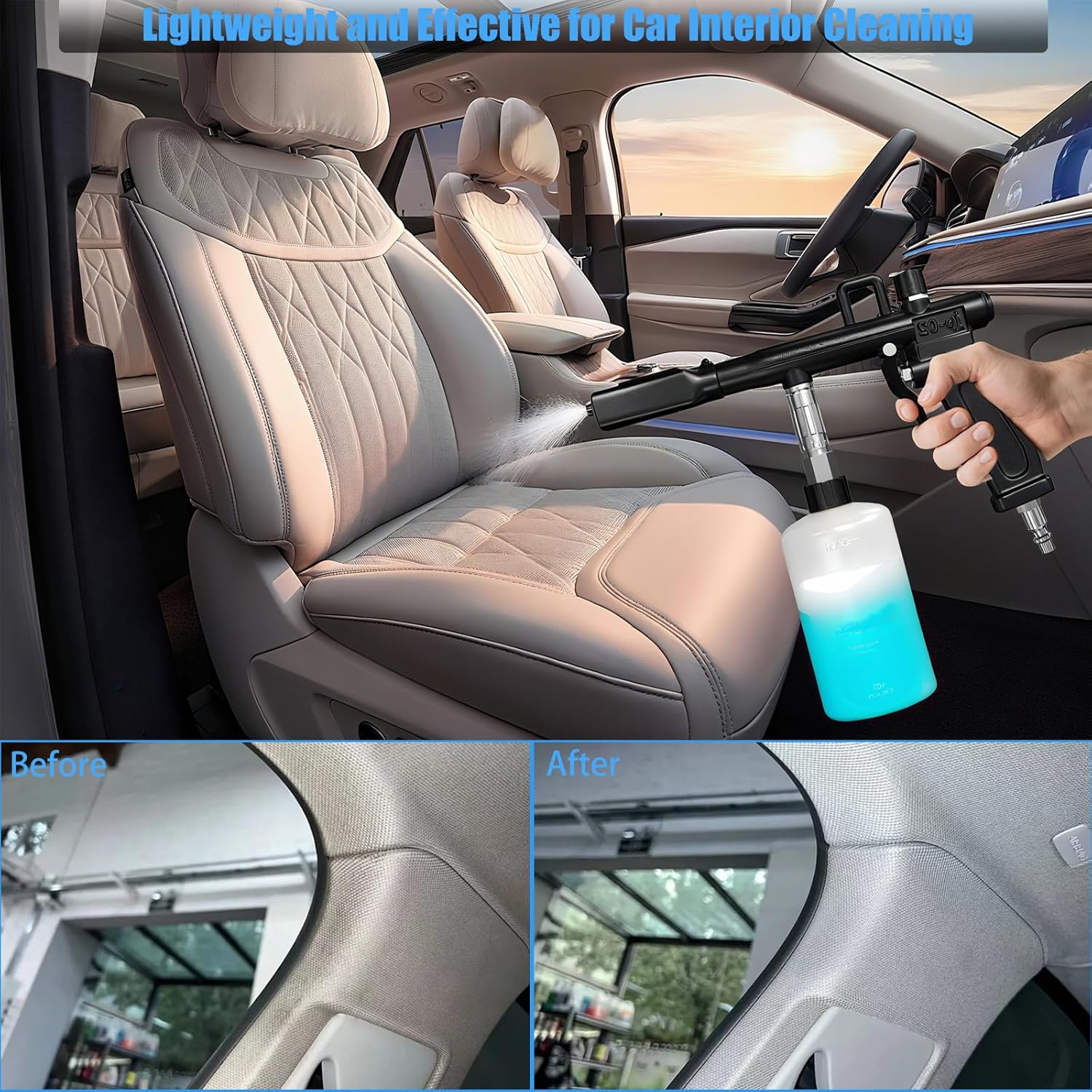 Car Cleaning Gun, Auto Interior Cleaning Detailing Air Blow Gun, High Pressure Car Cleaning Tool for Car Roof, Upholstery Seats, Carpets, Works with Air Compressor, Dual Mode