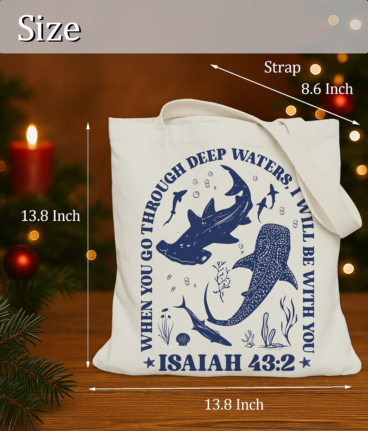 Aesthetic Christian Gifts Tote Bag for Church, Religious Tote Bag for Bible Study, Medium Size with Inner Pocket