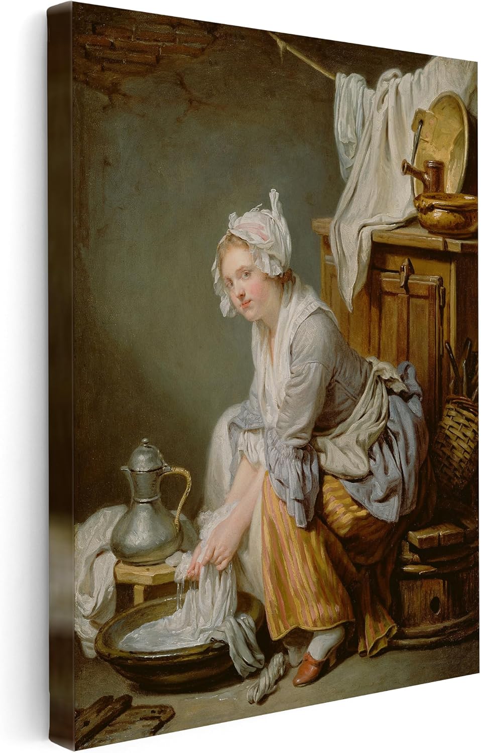 Poster Master The Laundress Canvas - Retro Washerwoman Print - Realism Art - Laundry Art - Gift for Men & Women - Great Wall Decor for Laundry Room, Bedroom or Office - 8x10 STRETCHED Canvas