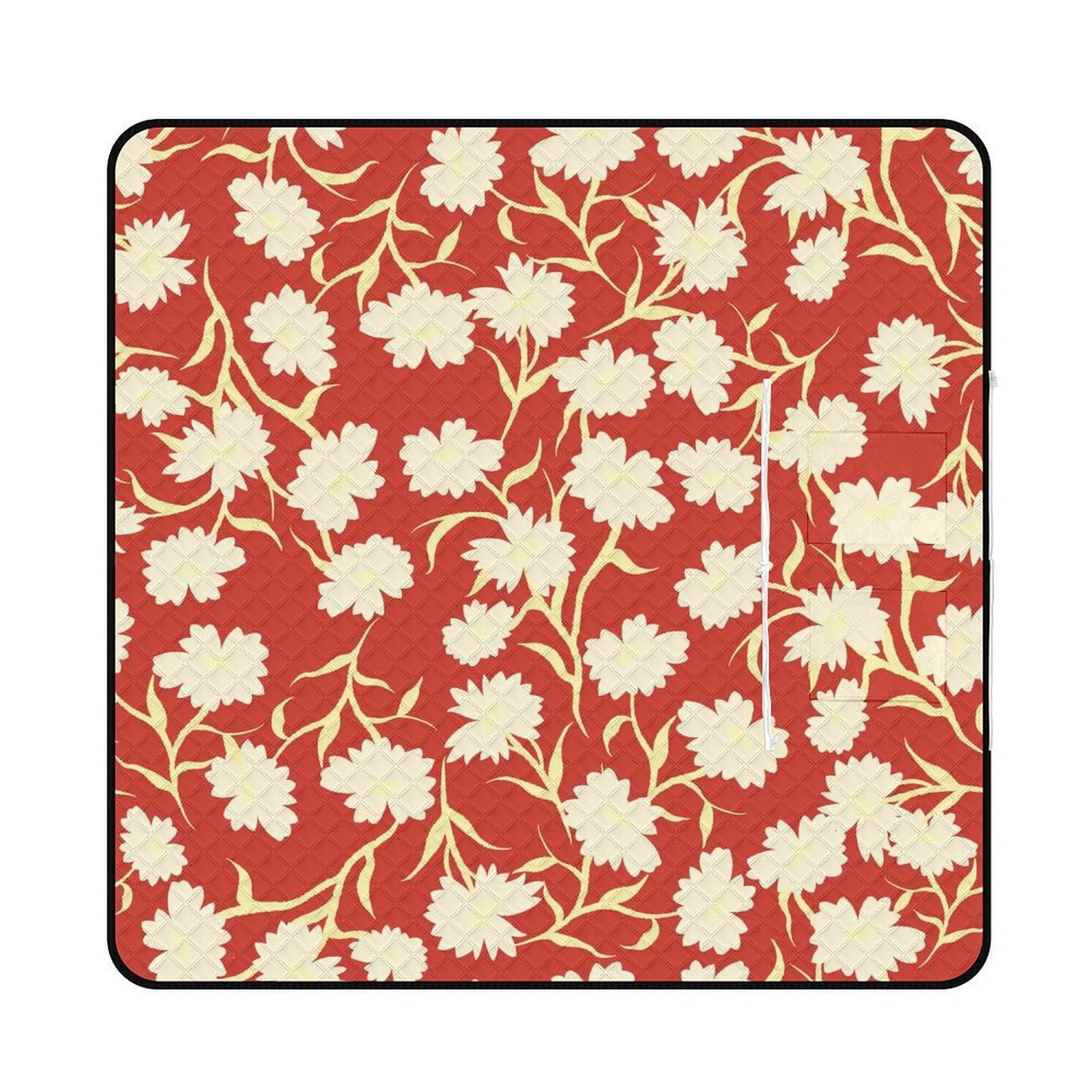3D Stampa Fiore rosso Coperta Picnic Impermeabile Plaid Pic Nic Pieghevole Coperta Pic Nic Per Pic-nic, Spiaggia, Campeggio, Parco, Giardino, Estate 200x200cm