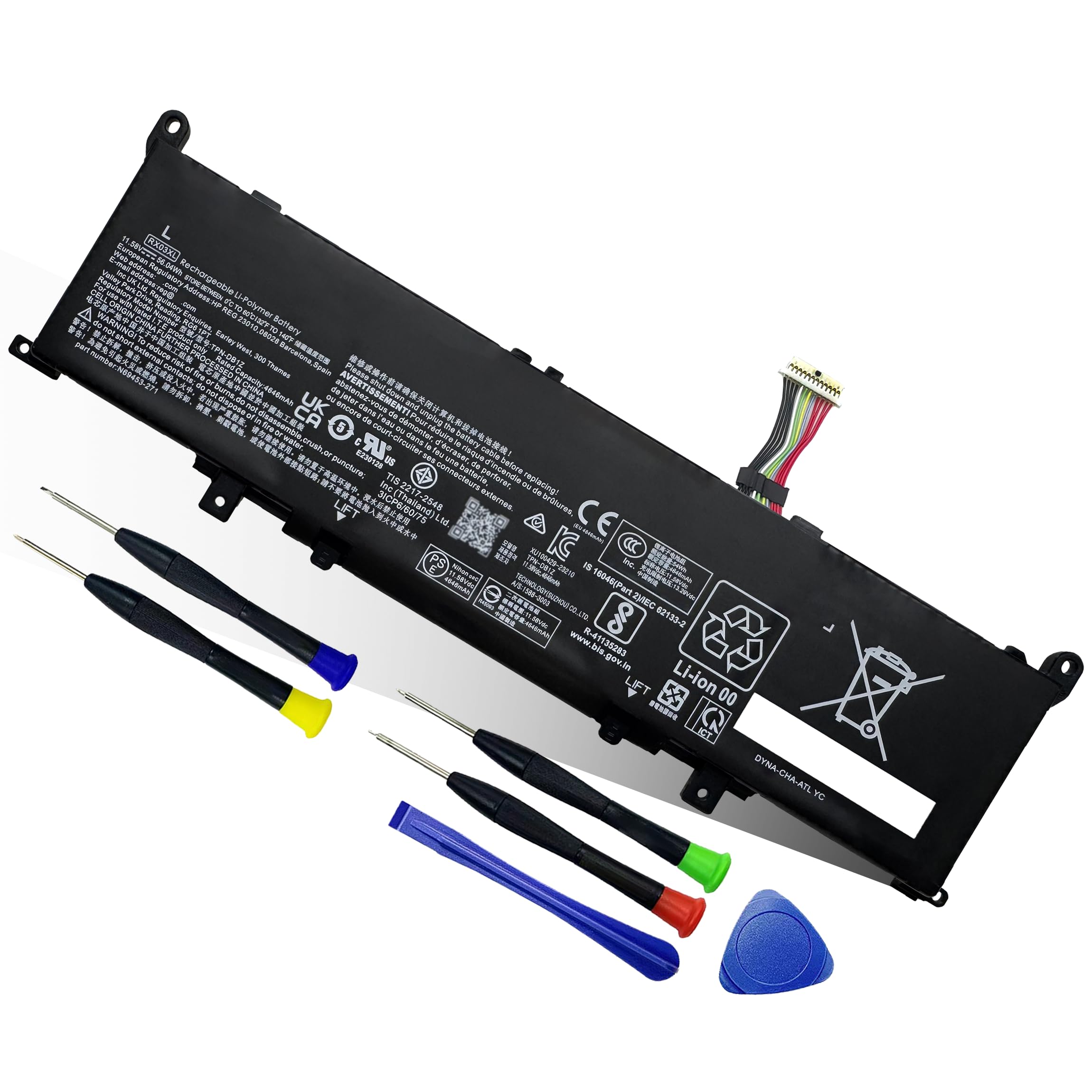 56.04Wh RX03XL N70706-005 Battery for HP EliteBook 640 645 630 660 G11 &amp; ProBook 440 445 460 465 G11 Series Notebook–Compatible with N78704-005 HSTNN-WB0H TPN-DB1Z - 11.58V 4646mAh Replacement
