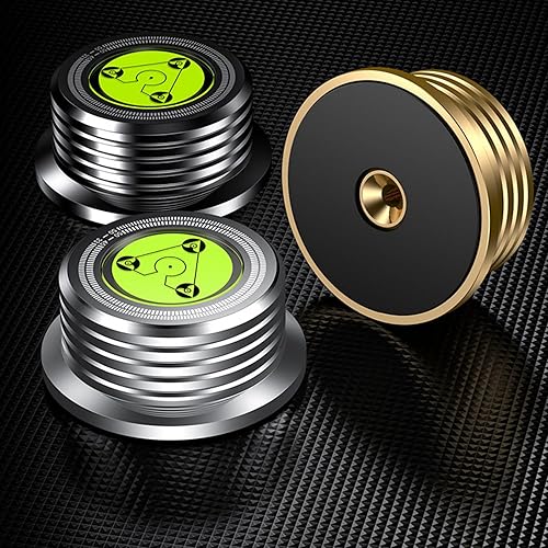 Miniatura 7 de Estabilizador de disco fono LP de peso récord, nivel de placa giratoria plateada de 60 Hz, HiFi de 9.9 onzas, escala de velocidad estroboscópica 3