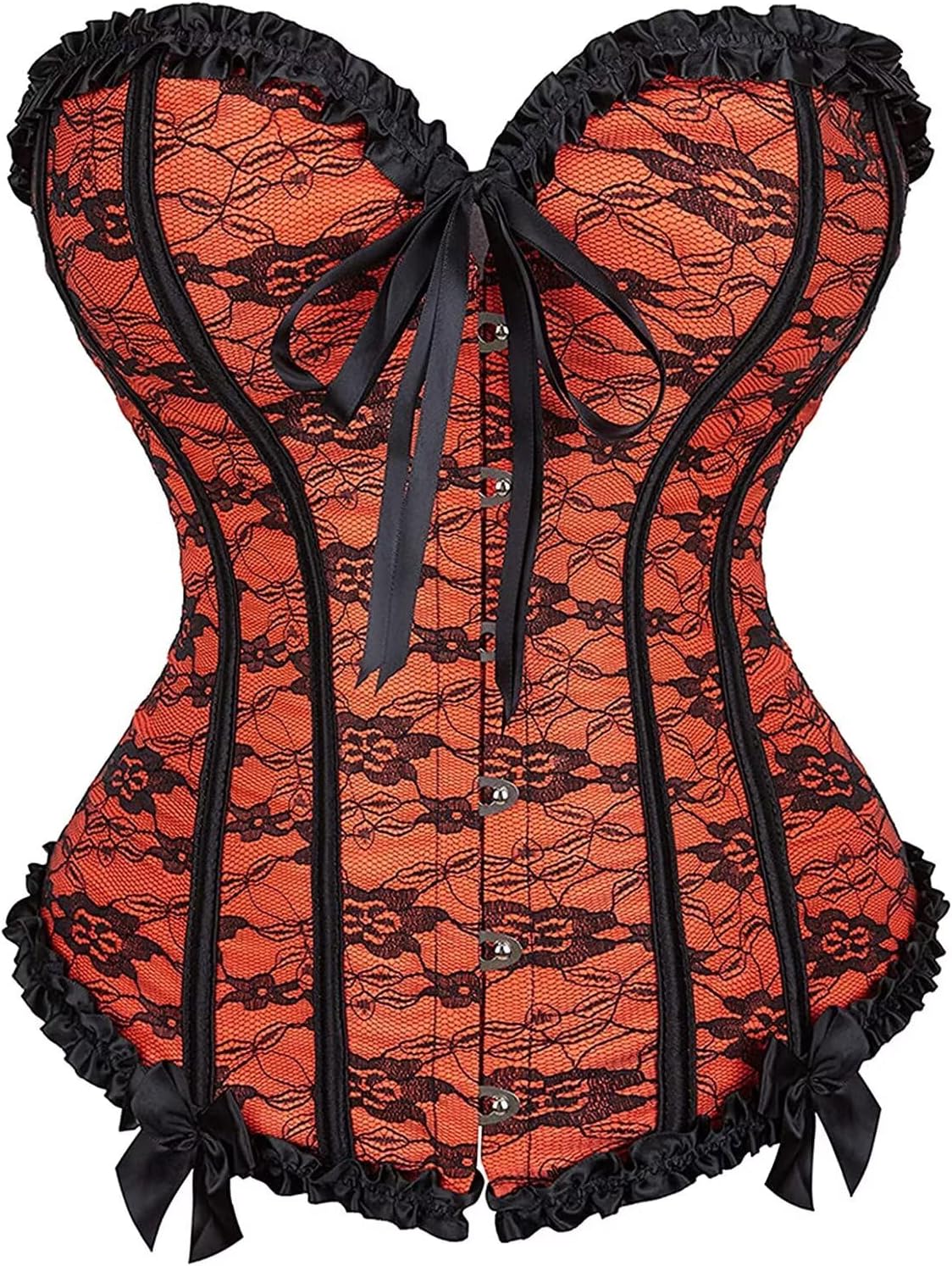 Jutrisujo Renaissance Halloween Corset Dress Top Busiter Women's Gothic Satin Lace up Outfit Plus Size Vintage