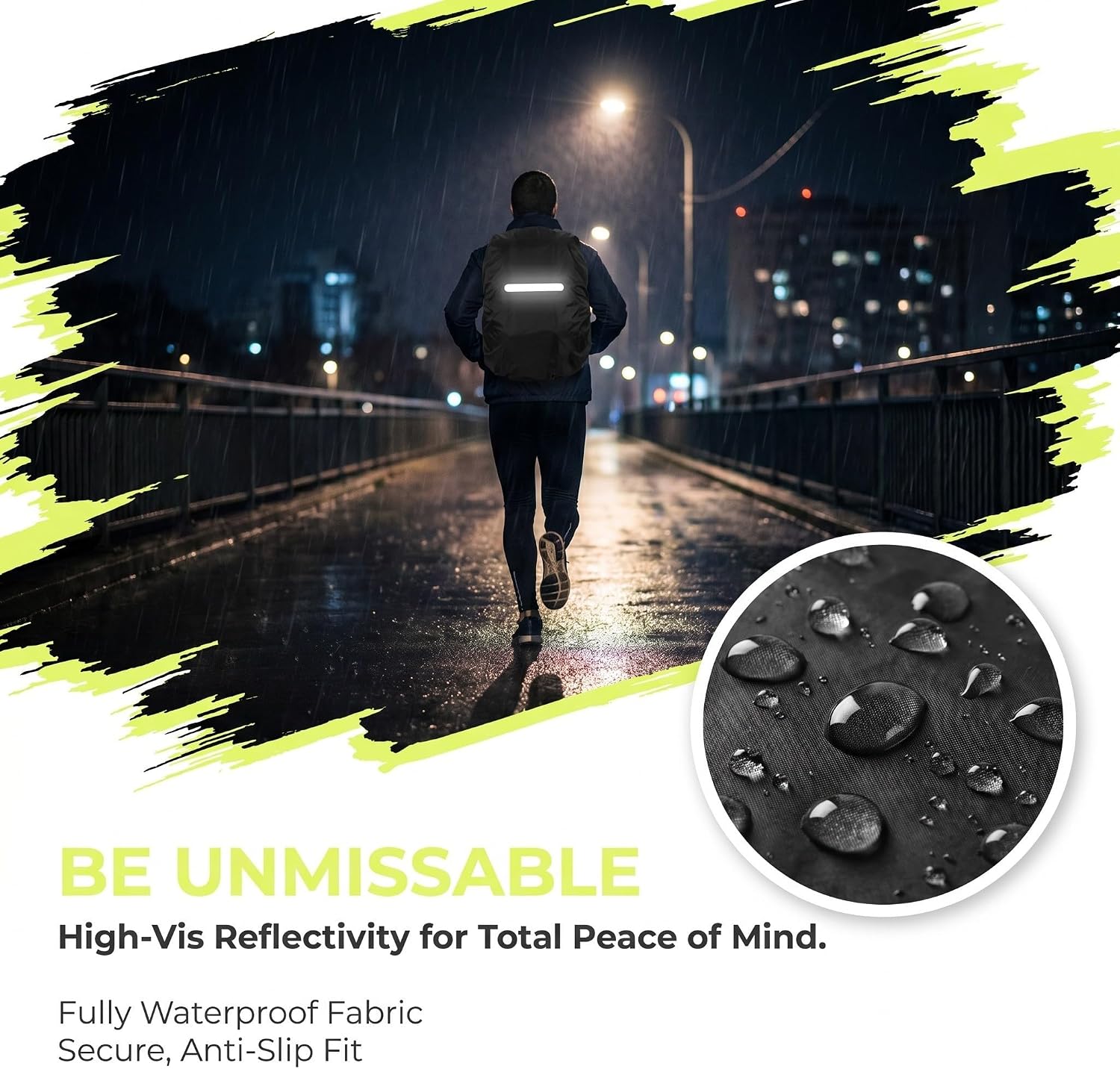 UPKOCH Waterproof Backpack Rain Cover 2pcs with Reflective Strip and Anti-Slip Buckle Straps, Easy to Carry Black Polyester Pack Cover for Hiking and Outdoor Activities