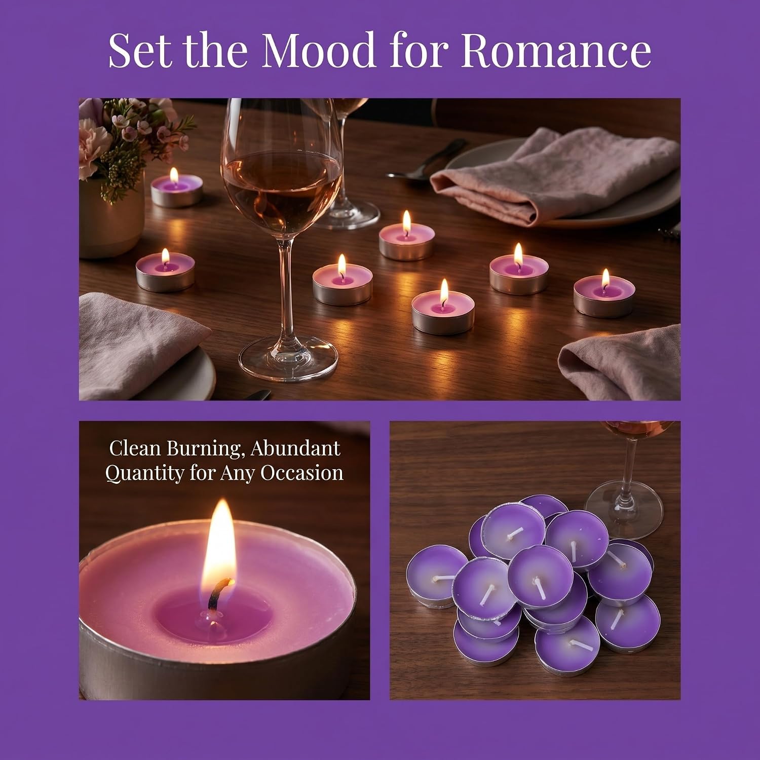 Operitacx 50Pcs Tea Lights Candles: Smokeless Tealight with Cotton Wick - Unscented Long Burning Candles for Wedding Anniversary Vow Renewal Romantic Dinner Table, Pocket Sized