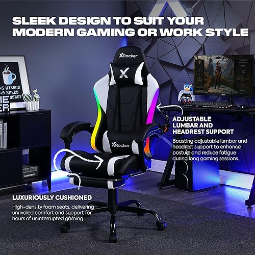Miniatura 4 de X Rocker PC Computer Gaming Desk Chair with Wheels, College Dorm Room Essentials for Guys and Girls, Adjustable, Ergonomic Office Chair, Gifts for