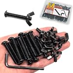 15 Sets Black 1/4"-20 x1 Screw Bolts and Wing Nut Kit 15pcs Machine Screws with Button Head Socket Cap 15pcs Butterfly Hand Twist Tighten Nut Hardware Fitting Fasteners with Hex Key Assortment Kit