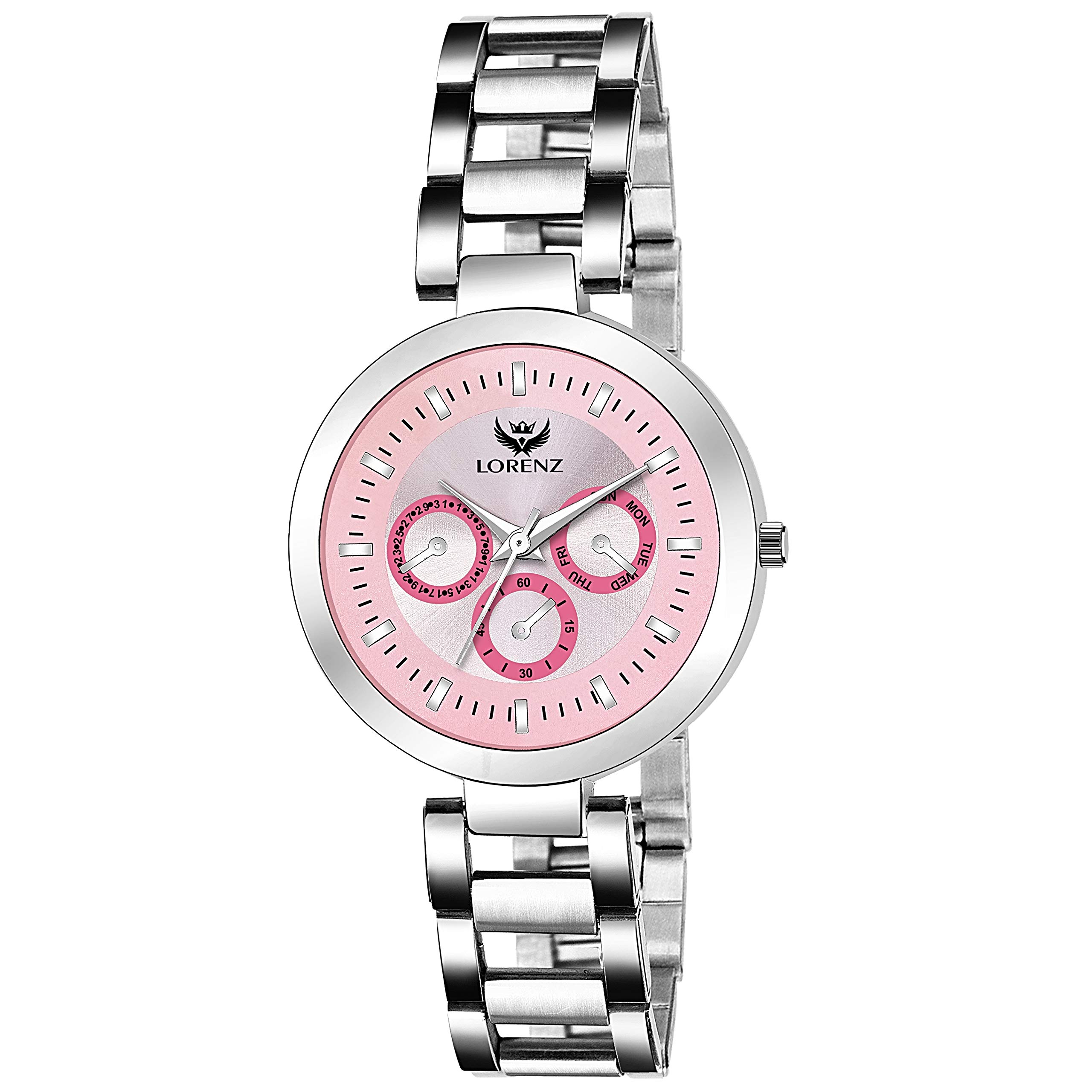 LORENZ Pink Dial Stainless Steel Womens Watch | Watch for Girls - AS-68A (B07YG5B689) Amazon Price History, Amazon Price Tracker
