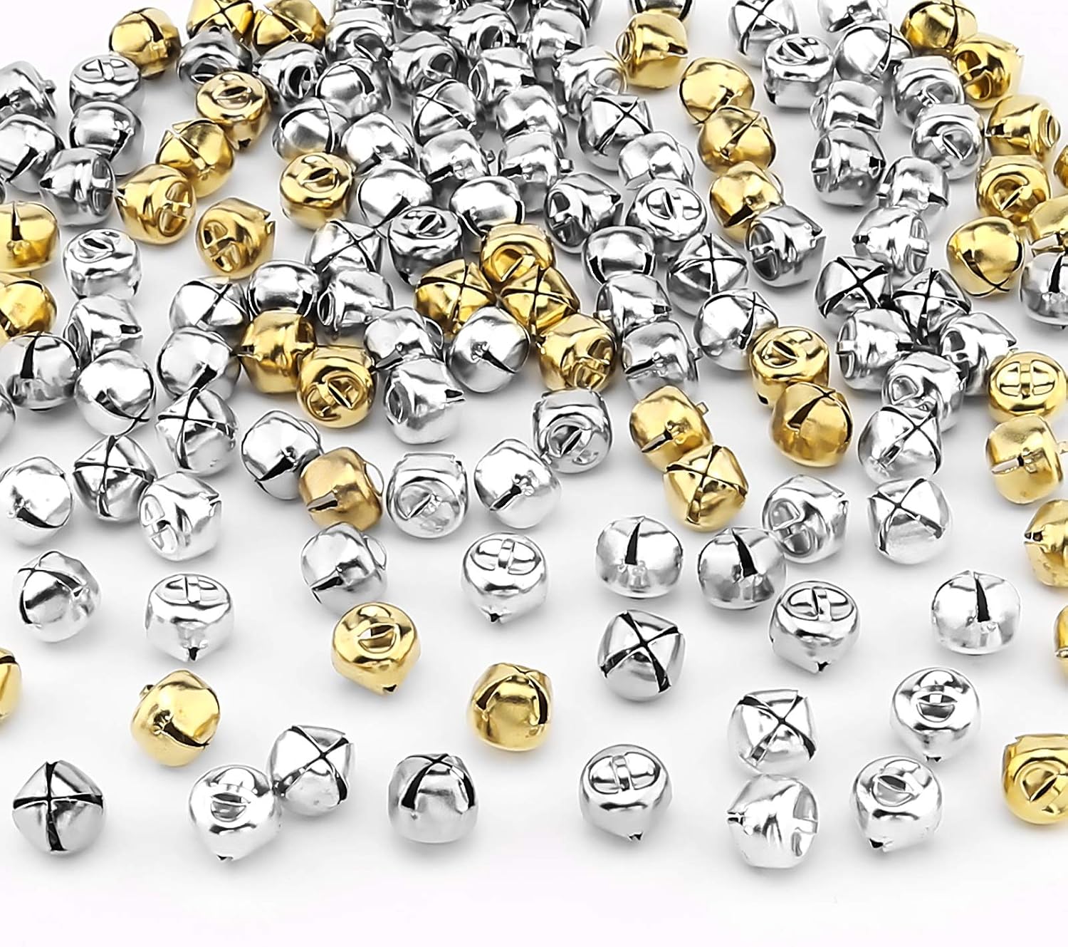 SAVITA 200 Pcs Craft Small Metal Jingle Bells for Christmas DIY, Garland, Jewellery Making, Holiday Home and Decoration