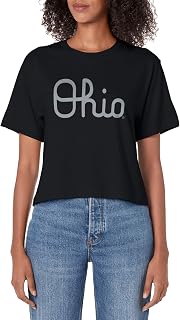 Ohio State Buckeyes Cursive Black Officially Licensed Women's Crop Top