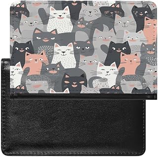 Cute Funny Grey Cats Pattern Passport Holder Leather Passport Travel Wallet Slim Passport Cover Waterproof Passport Wallet Cover Case Passport Book Holder for Travel Must Haves Accessories