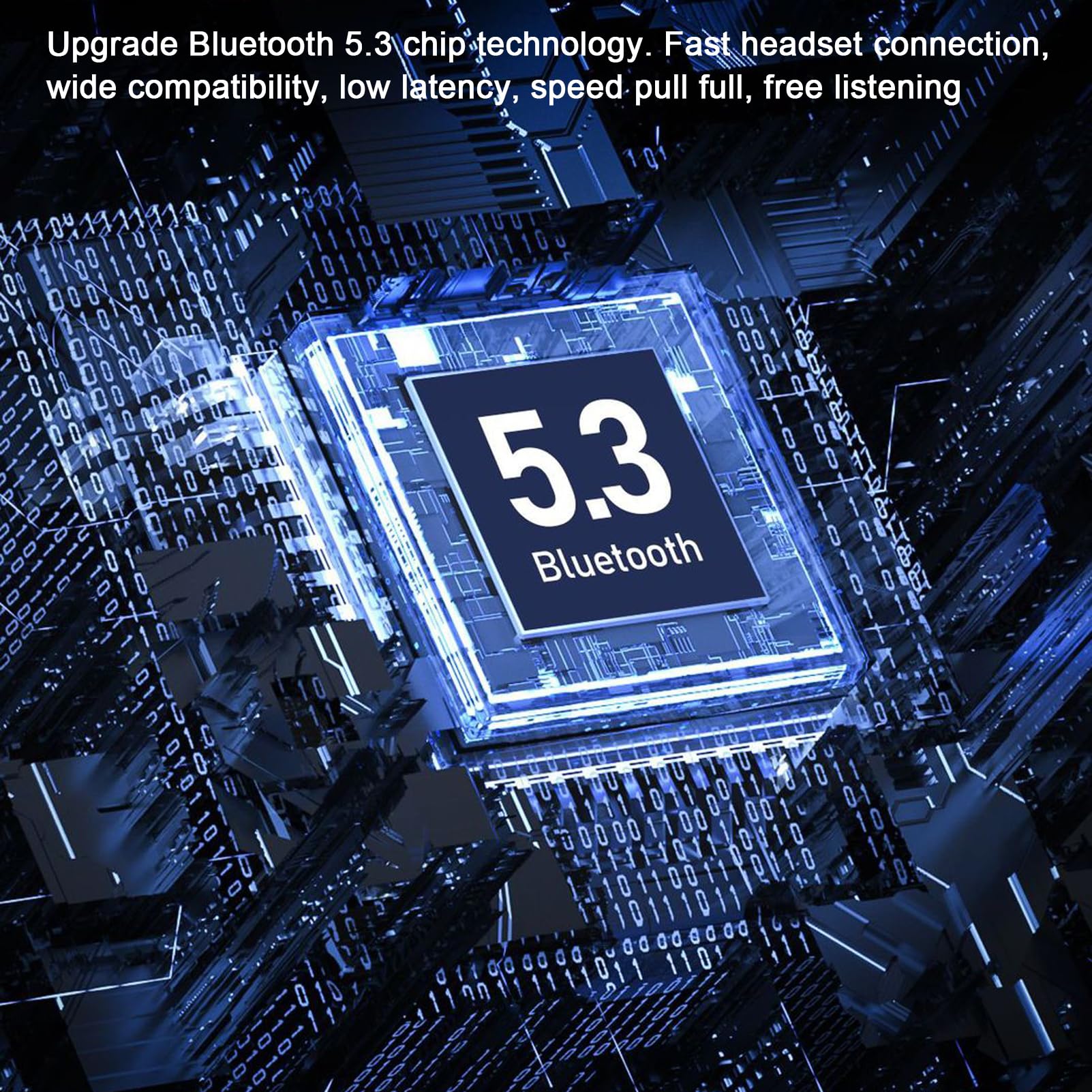 Douszny bezprzewodowy zestaw słuchawkowy do gier Bluetooth 5.3, cyfrowy zestaw słuchawkowy z redukcją szumów, ultra długi czas życia, wodoodporny zestaw słuchawkowy odporny na pot, czarny