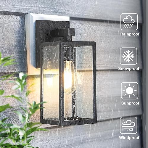 Vista 41 de MAXvolador Farol de pared para exteriores, aplique de pared impermeable exterior, lámpara de montaje blanca antioxidante, luces de cristal