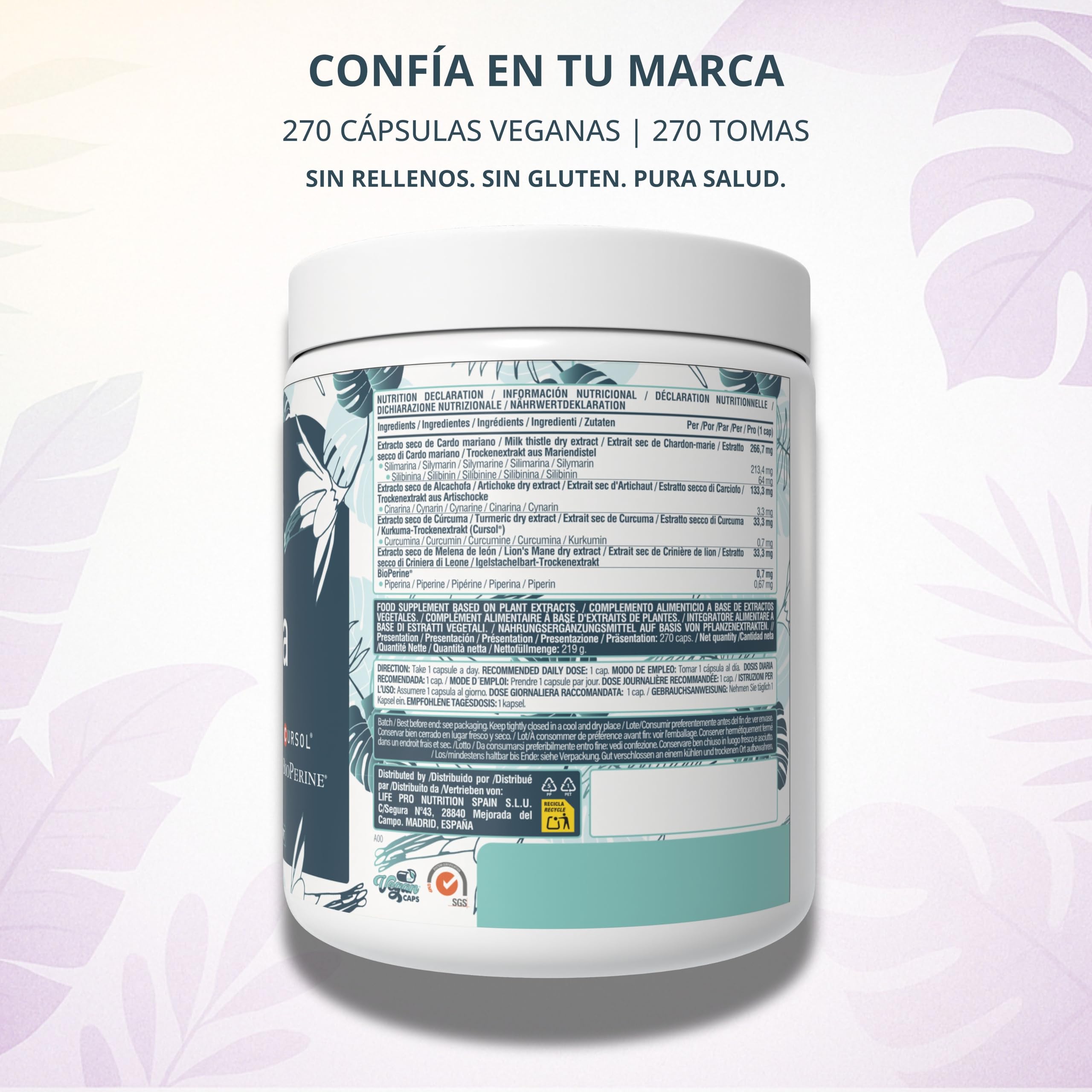 Cardo Mariano Cápsulas – 5x Más Silimarina Activa (213 mg, 80% Estandarizada) - 270 Cápsulas – Equivalente a 14,000mg/capsula - Fórmula 5-en-1 con Alcachofa, Cúrcuma Cursol®, Melena de León, BioPerine