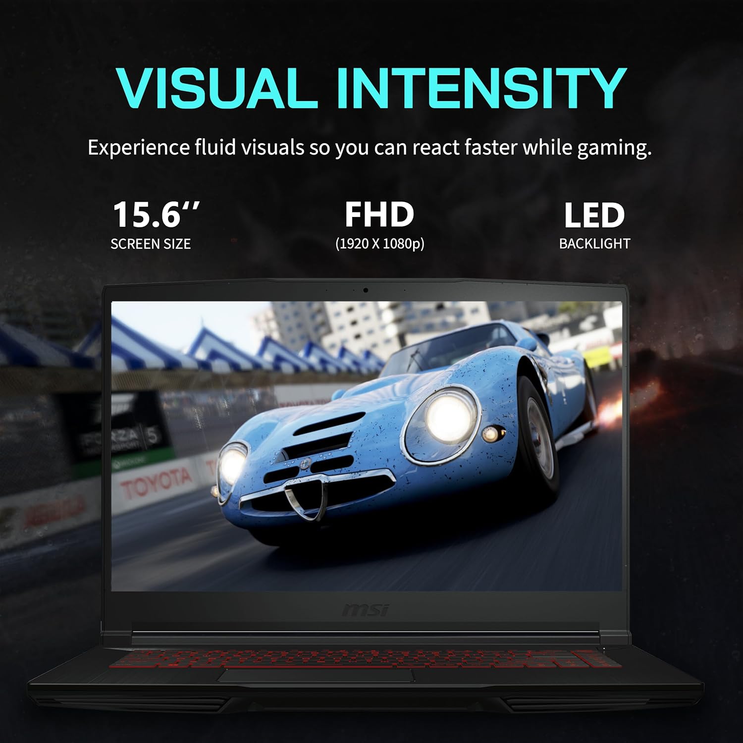 MSI GF63 Thin 15.6" FHD Gaming Laptop, Intel i5-10500H Processor, 8GB RAM, 256GB SSD, NVIDIA GeForce GTX 1650 Graphics, Backlit Keyboard, 720p HD Webcam, WiFi 6, Black, Windows 11 Home (Renewed)