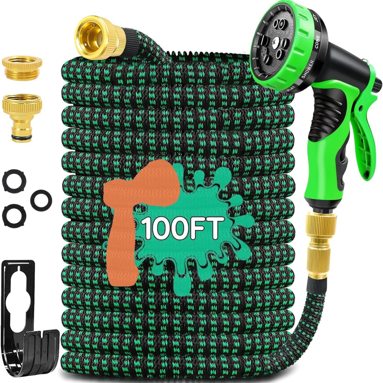 Sponsored Ad – Expandable Garden Hose 30m, Flexible Expanding Water Hose with 10 Function Nozzle, No Kink Lightweight Collapsible Garden Water Hose with Solid Fittings for Watering Washing (green,30m/100ft)