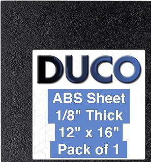 Duco USA-Made ABS Plastic Sheet 1/8 Inch Thick 12" x 16" - 1 Pack of Black Thermoplastic Panels - Textured, Heat Moldable ABS Board for DIY, Car Interiors, Crafts, and More