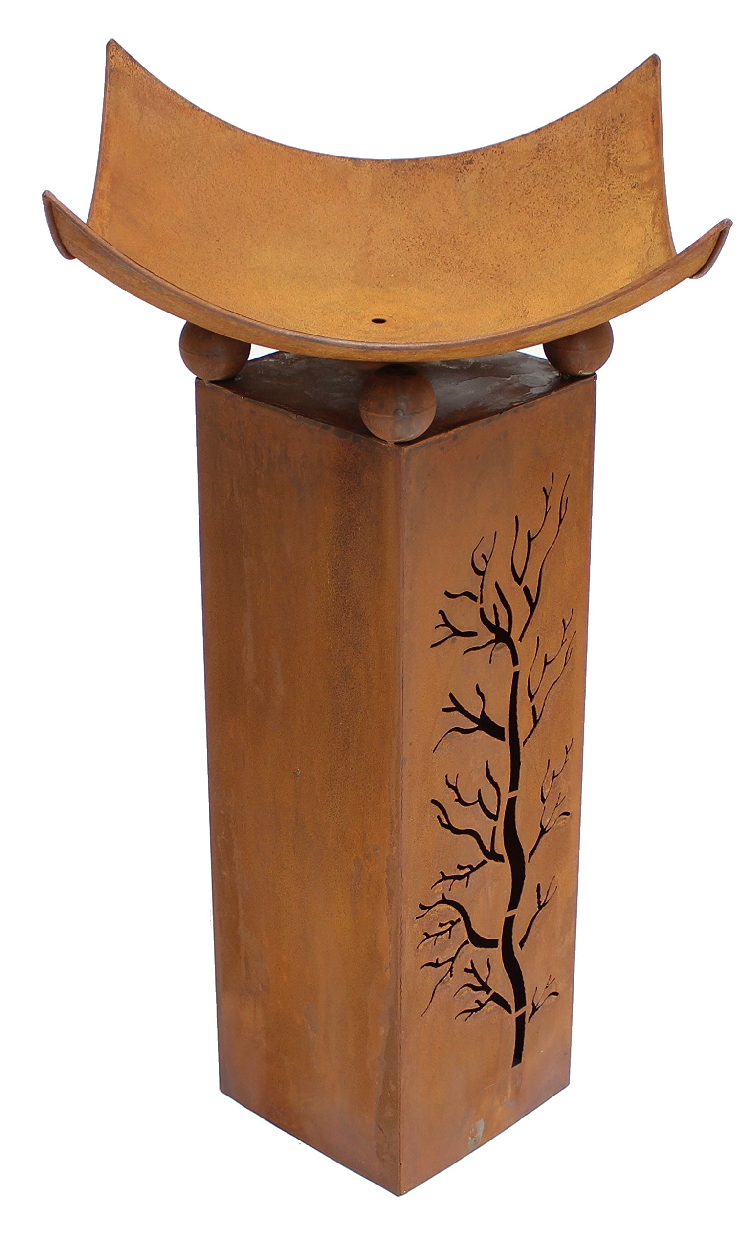 FRANK FLECHTWAREN Säule Feuerschale, 2-teilig, Dekosäule, Pflanzsäule, Schale 40 x 40 x 14 cm, Gestell 20 x 20 x 60 cm, GH 78 cm, nur für den Außenbereich geeignet Vielseitig einsetzbar