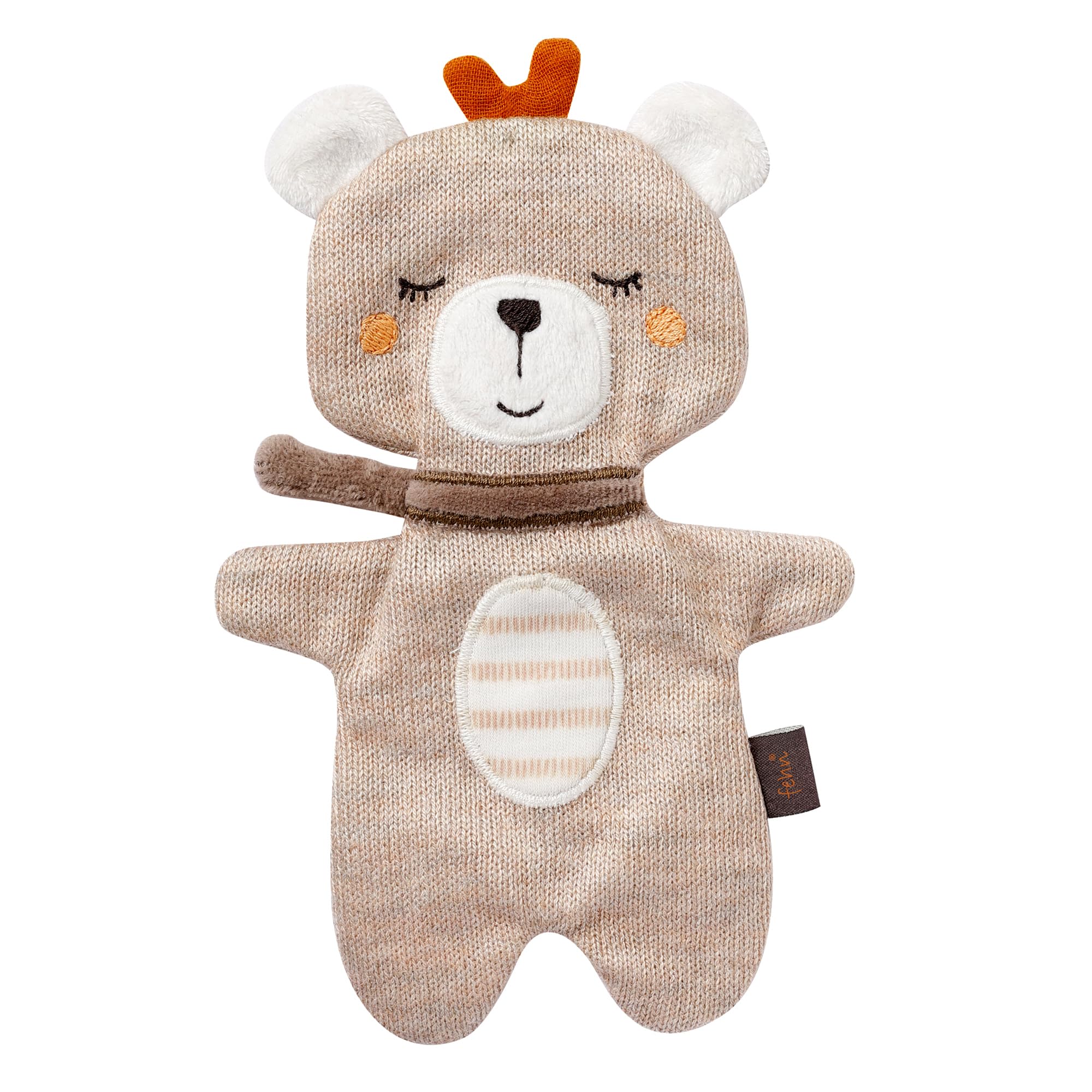 Fehn Knister Teddy Bear fehnNATUR - Activity Baby Raschel Toy Made of Organic Cotton - for Gripping and Playing - Baby Toy - Motor Skills Toy for Toddlers from 0+ Months