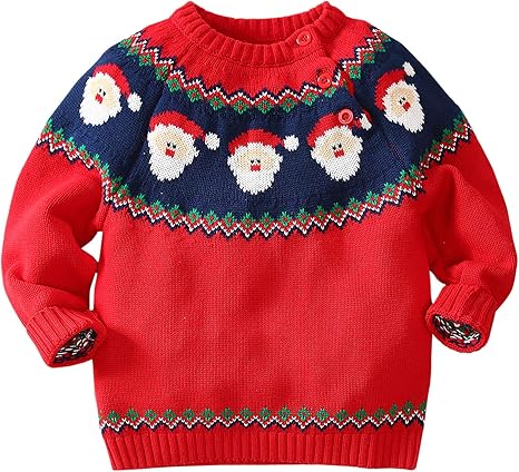 De feuilles Baby,Clothing,Baby Boys 0-24m,Knitwear De feuilles Kids Baby Knitted Jumper Christmas Reindeer Santa Claus Pullover Sweater Knitwear Tops