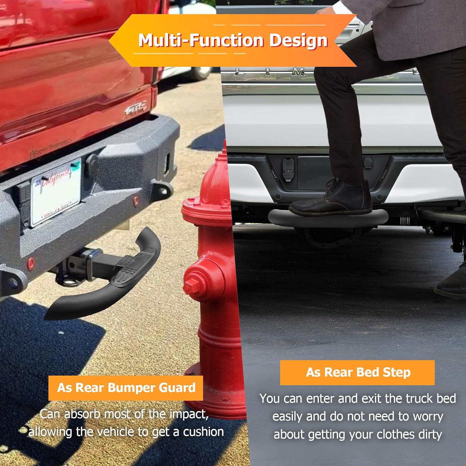 WeiSen Towing Hitch Step for 2'' Hitch Receivers Rear Bumper Guard Protector Hitch Step Black Heavy Duty Steel Compatible with Chevy (Chevrolet), Ford, Toyota, GMC, Dodge RAM, Jeep(70DA120014)