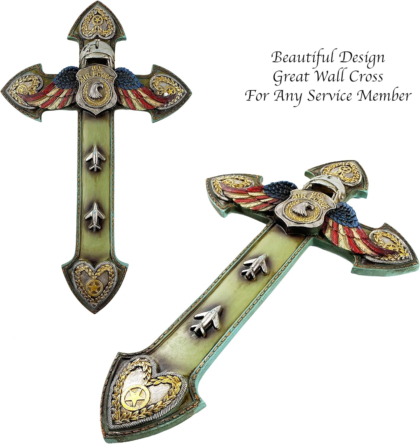 Urbalabs United States Air Force Winged Armed Forces 14 Inch Wall Hanging Wall Cross Decor American Flag Wings Military Home Stars Stripes Support Our Troops Deployment Gifts