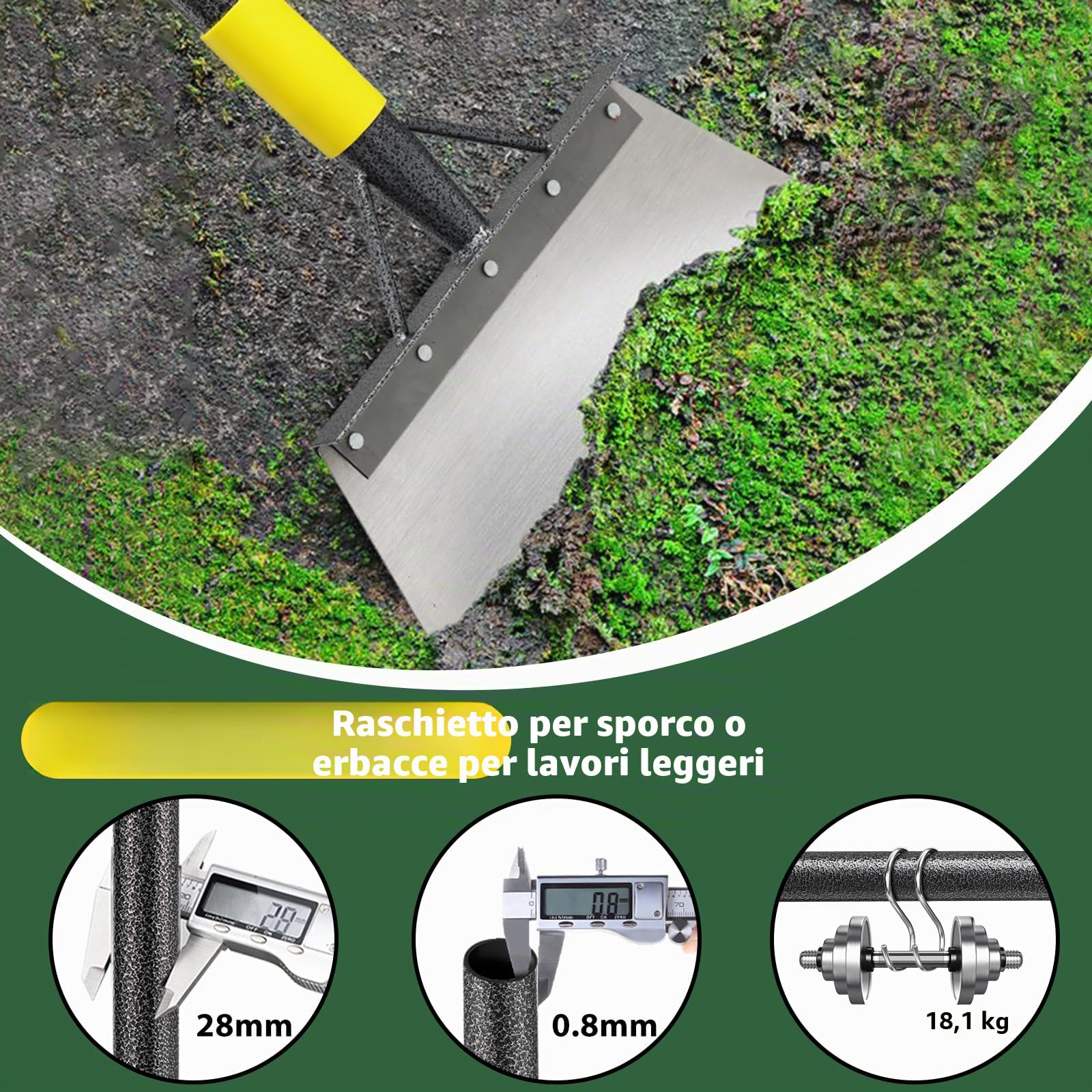 Dispositivo rimozione erbacce pala multifunzionale giardino manico 165 cm