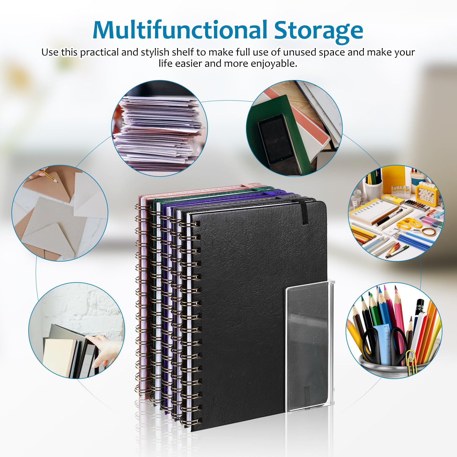 Abaodam Supporto Libri Trasparente PS da Scrivania, Design Verticale
