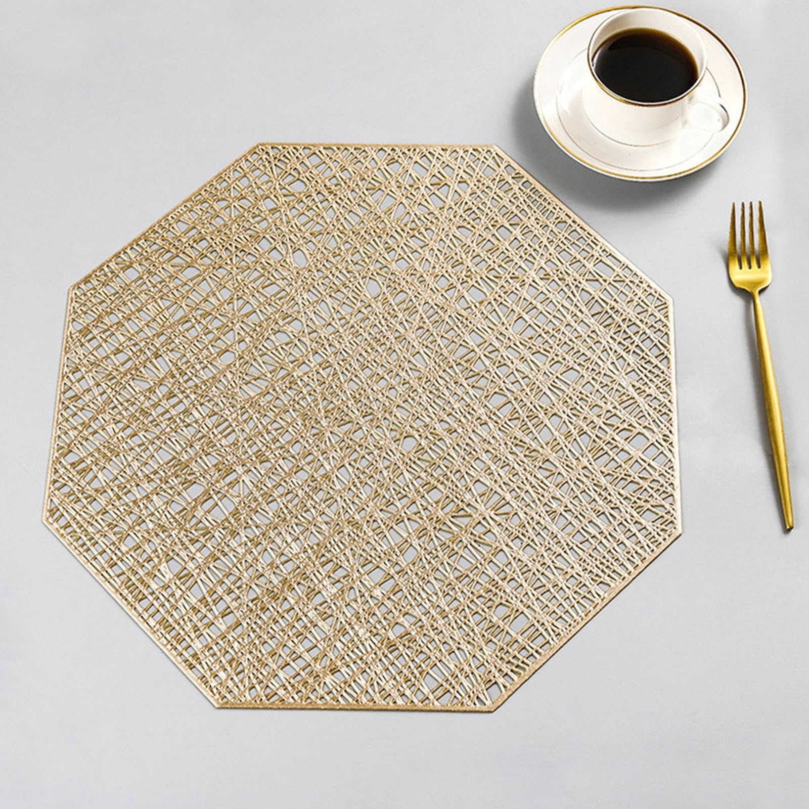 Set de table en PVC or 38x38 cm napperon octogone lot de 6