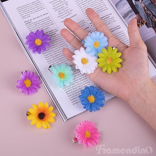 Miniatura 7 de Framendino, Paquete de 15 pinzas de flores con clip de margarita, horquillas pequeñas de girasol, accesorios de novia para mujeres y niñas,