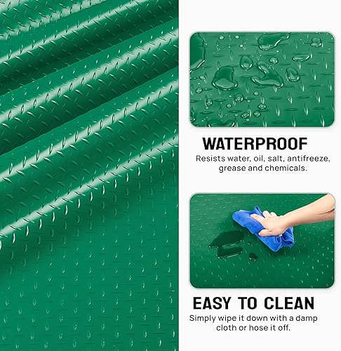 Miniatura 43 de TUFFIOM Tapete de suelo de garaje de 7.5 x 20 pies, placa de diamante gruesa de PVC, rollo de suelo para debajo del automóvil, alfombrillas