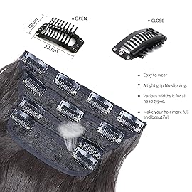 Clip in Hair Extensions 4PCS Brown Black Thick Hair Piece 20 Inches Long Wavy Clip in Extensions Full Head Synthetic Hairpieces for Women (4pcs, 20Inch, 4)