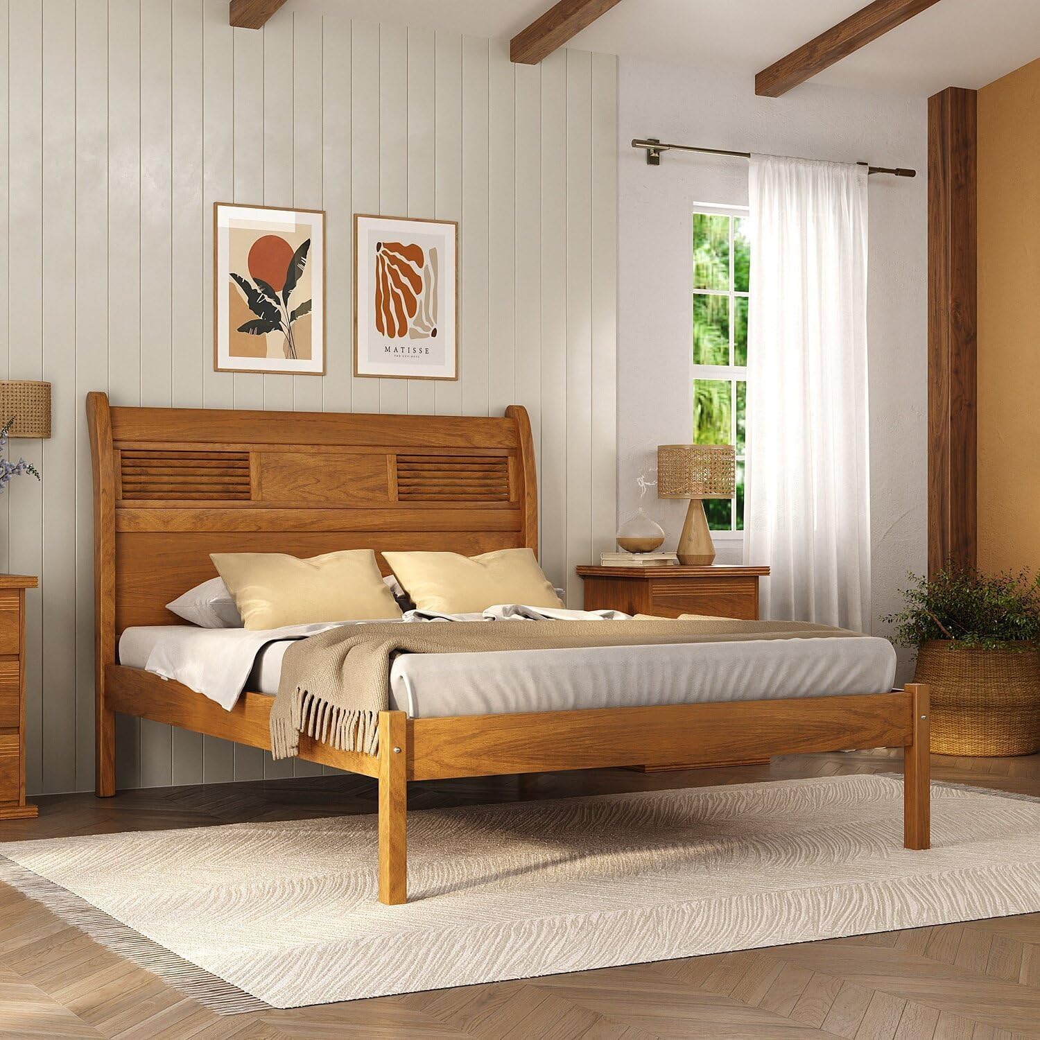 Cama King 100% Madeira Maciça Veneziana Mogno Mel | Amazon.com.br