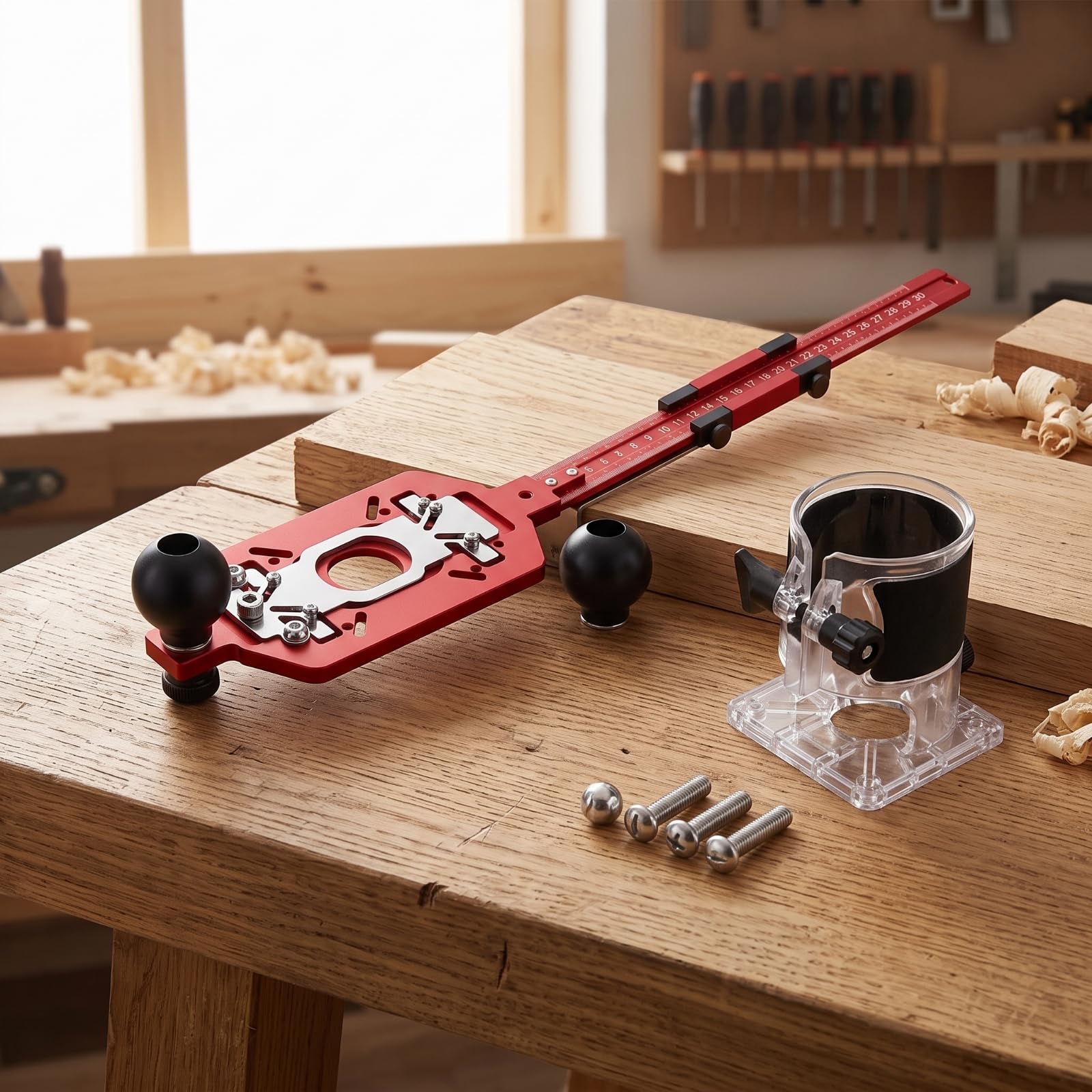 Piastra di Scanalatura Millimetrato Attrezzo Facile da Instre Utensile per Lavorazione Del Legno, Fresatura Circolare, Fresatrice Per Legno Con Base Multifunzione E Copertura Trasparente