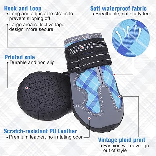 Miniatura 3 de BEAUTYZOO Zapatos para perros, botas y protectores de patas para perros pequeños, medianos y grandes, zapatos de agua reflectantes para perros,
