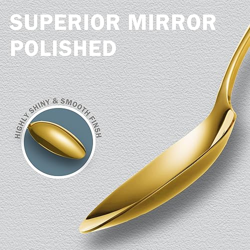 Miniatura 4 de Juego de cubiertos dorados martillados de 20 piezas, juego de cubiertos de acero inoxidable 1810, juego de utensilios de cocina modernos para 4,