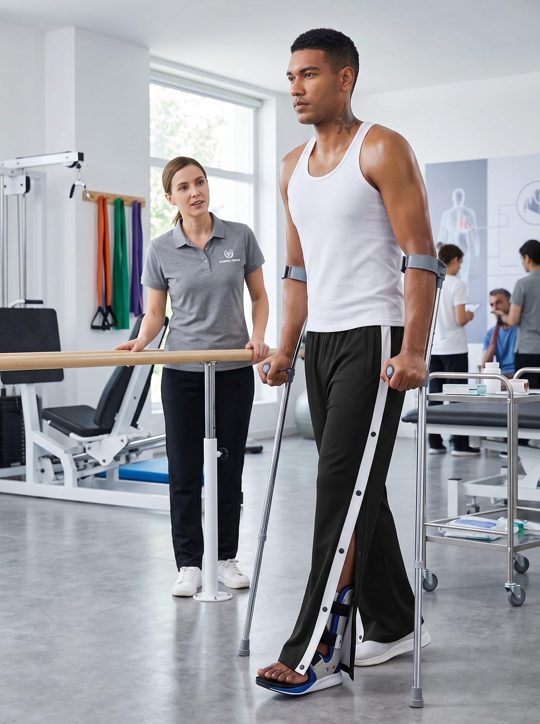 PINSPARK Pantalones de chándal para hombre, pantalones de rehabilitación, con botones de presión laterales, pantalones de deporte, fitness, pantalones de entrenamiento con bolsillos