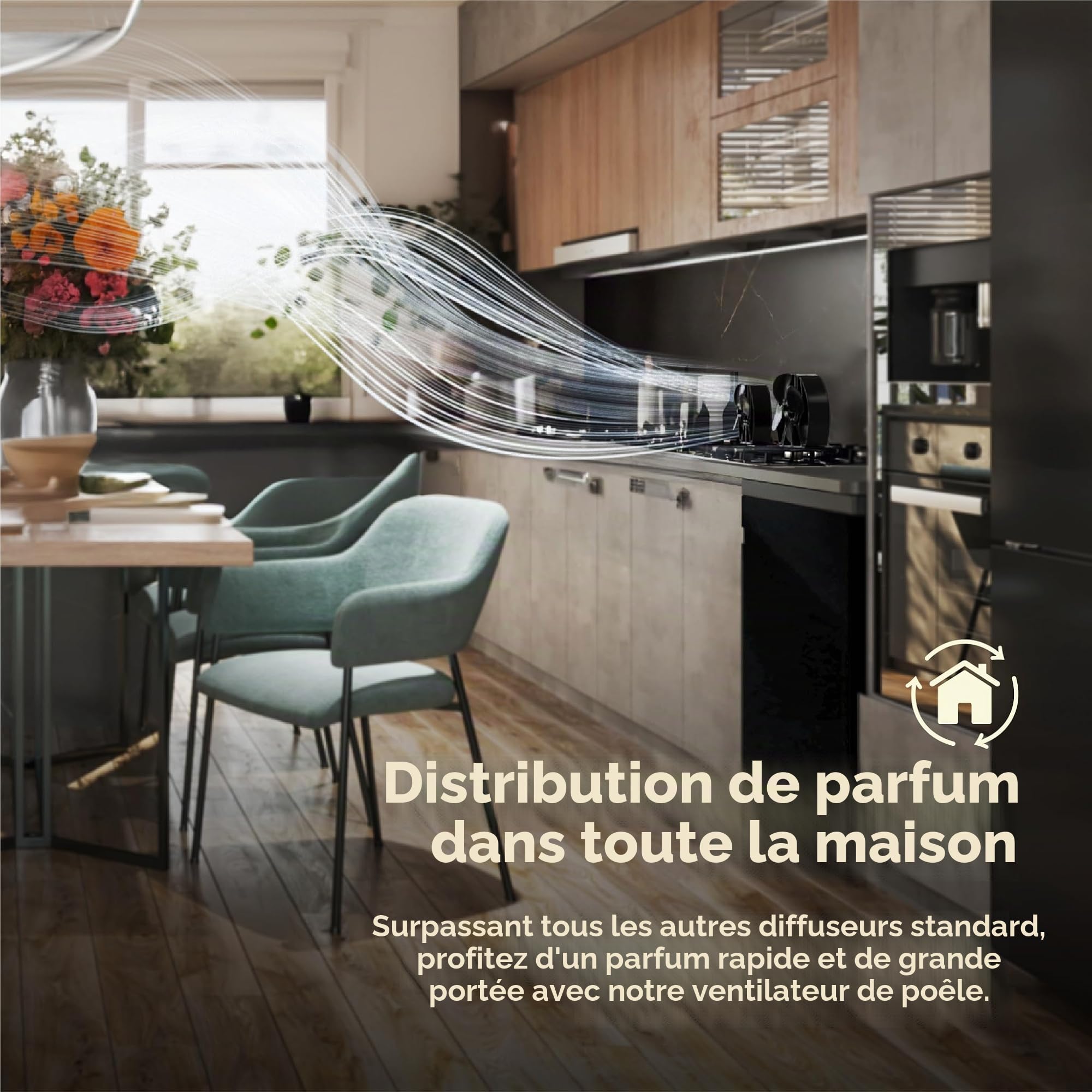 Forest Master, Ventilateur de poêle avancé Viking – Conception puissante à 4 pales pour une circulation de chaleur respectueuse de l'environnement dans les poêles à bois et les cheminées